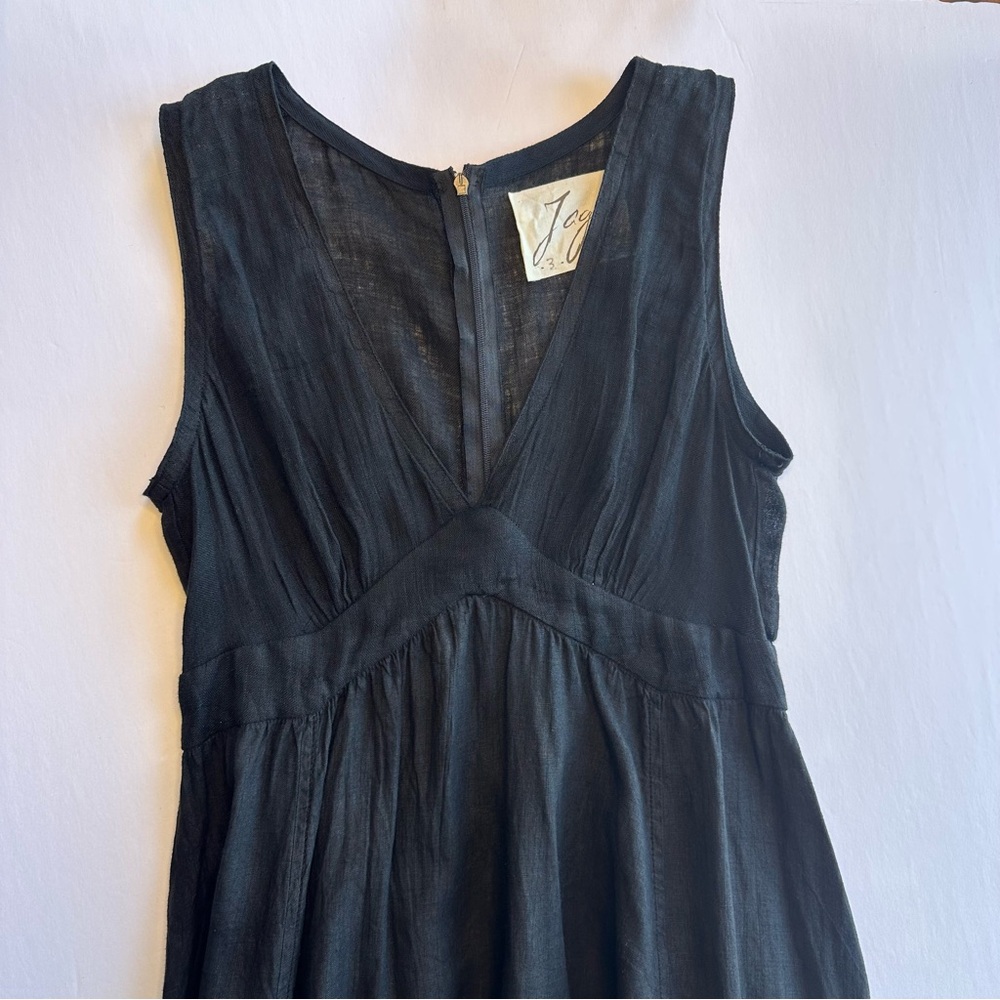 JAGA DTLA Linen Maxi Dress V Neck Full Skirt Size 3 Fitted Bodice - Picture 2 of 14